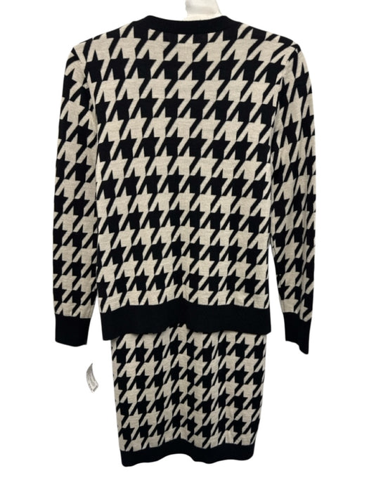 Lauren Ralph Lauren Size M Black & White Wool Houndstooth Sleeveless Sweater Set Black & White / M