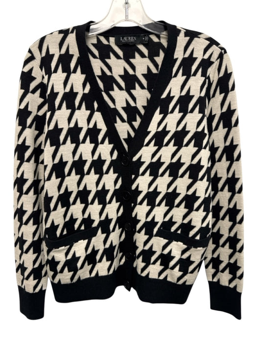 Lauren Ralph Lauren Size M Black & White Wool Houndstooth Sleeveless Sweater Set Black & White / M