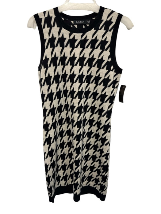Lauren Ralph Lauren Size M Black & White Wool Houndstooth Sleeveless Sweater Set Black & White / M