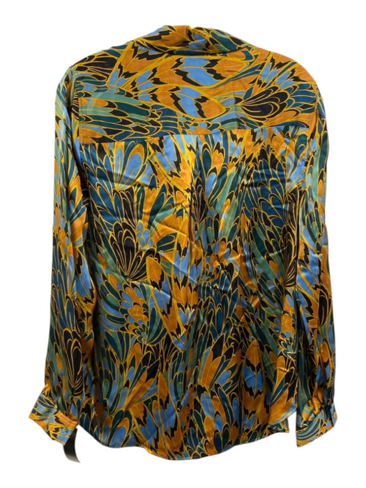 L'agence Size L Multi Feather Pattern Satin Top Multi / L