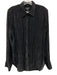 Rag & Bone Size M Black Viscose & Silk Velvet Striped Sheer Button Down Top Black / M
