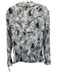 Vince Size M Blue & White Polyester Plisse Button Down Floral Top Blue & White / M