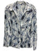 Vince Size M Blue & White Polyester Plisse Button Down Floral Top Blue & White / M