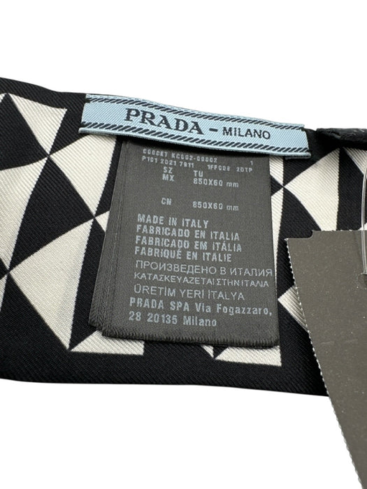 Prada Black & White Silk Triangle Twilly scarf Black & White