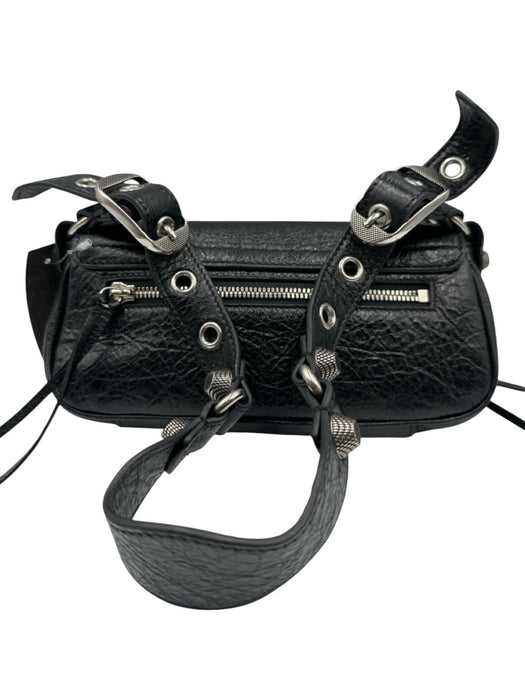 Balenciaga Black Leather Silvertone hardware Dustbag Inc Shoulder Bag Black / XS