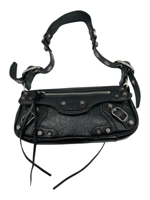 Balenciaga Black Leather Silvertone hardware Dustbag Inc Shoulder Bag Black / XS