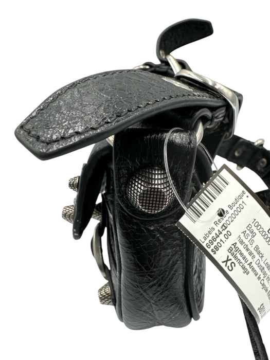 Balenciaga Black Leather Silvertone hardware Dustbag Inc Shoulder Bag Black / XS