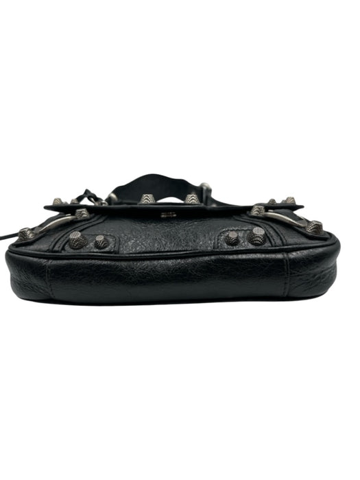 Balenciaga Black Leather Silvertone hardware Dustbag Inc Shoulder Bag Black / XS