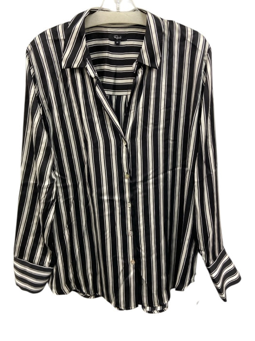 Rails Size M Black & White Silk Striped Button Down Top Black & White / M