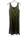 Elie Tahari Size 4 Olive Green Polyester Satin Sleeveless V Neck Midi Dress Olive Green / 4