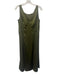Elie Tahari Size 4 Olive Green Polyester Satin Sleeveless V Neck Midi Dress Olive Green / 4