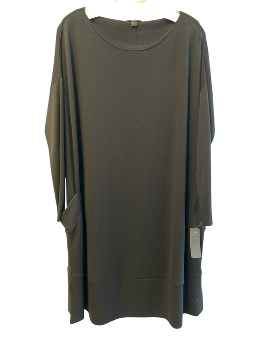 COS Size S Black Rayon Blend Scoop Neck Drop Shoulder Solid Over Size Dress Black / S