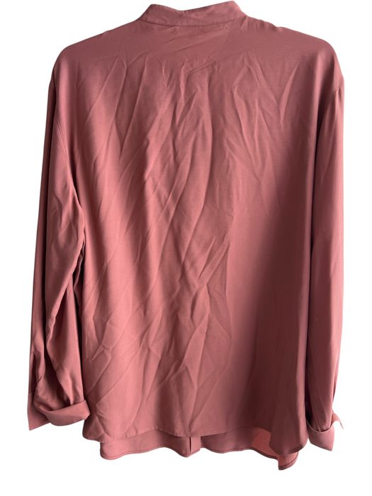 Vince Size L Burnt Orange Viscose Collarless Button Up Long Sleeve Tunic Top Burnt Orange / L
