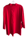 Lafayette 148 Size L Red Cotton Blend Standing Collar 3/4 Sleeve Solid Top Red / L