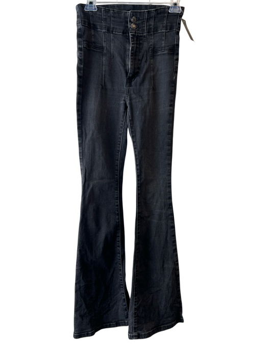 We The Free Size 27 Grey Cotton High Rise Flat Front Zip Fly Flare Jeans Grey / 27