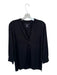 Majestic Filatures Size 3/L Black Viscose Blend Long Sleeve Split Neck Top Black / 3/L