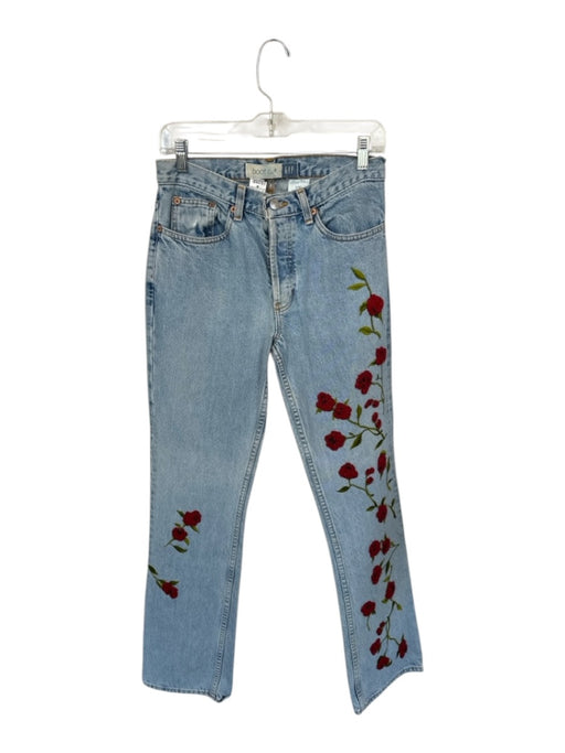 Gap Size 6 Light Wash & Red Cotton beaded floral Bootcut Jeans Light Wash & Red / 6