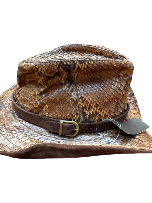 Eric Javits Brown Python Leather Accent Cowboy Hat Brown