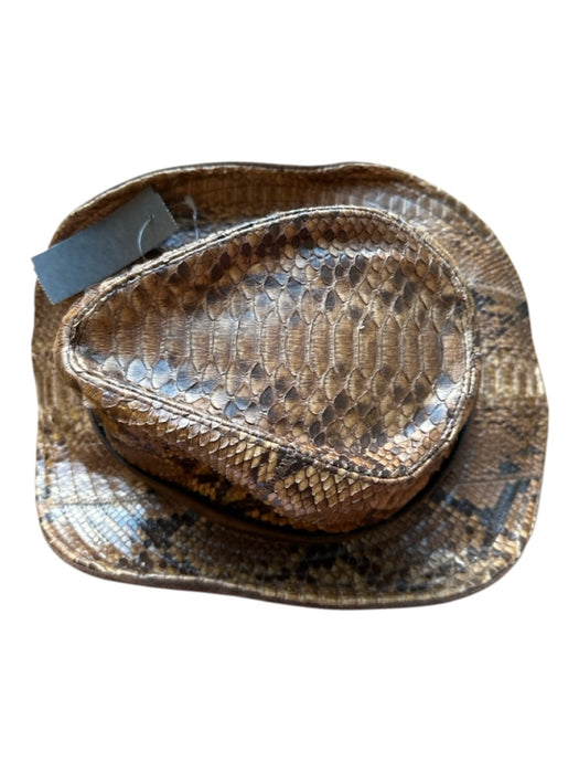 Eric Javits Brown Python Leather Accent Cowboy Hat Brown