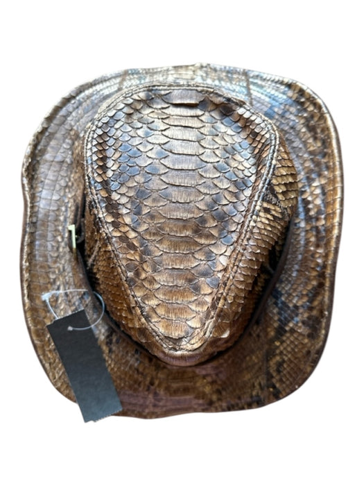 Eric Javits Brown Python Leather Accent Cowboy Hat Brown
