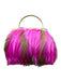 Moo Roo Pink & Green Feathers Stones Hinge Top Handle Bag Pink & Green / XS