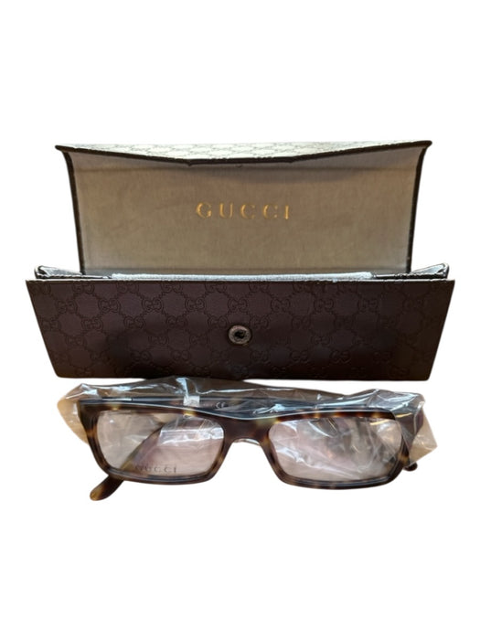 Gucci Brown & Tan Acetate Tortoise shell Rectangle Eyeglass Frames Brown & Tan
