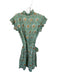 Oliphant Size M Sage & Gold Cotton Flutter Sleeves Botanical Metallic Dress Sage & Gold / M