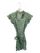 Oliphant Size M Sage & Gold Cotton Flutter Sleeves Botanical Metallic Dress Sage & Gold / M