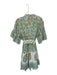 Sue Sartor Size XL Green & Yellow Cotton Long Bell Sleeve Botanical Dress Green & Yellow / XL