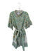 Sue Sartor Size XL Green & Yellow Cotton Long Bell Sleeve Botanical Dress Green & Yellow / XL