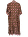 Sue Sartor Size XL Brown & Pink Cotton Short Bell Sleeve Botanical Buttons Dress Brown & Pink / XL