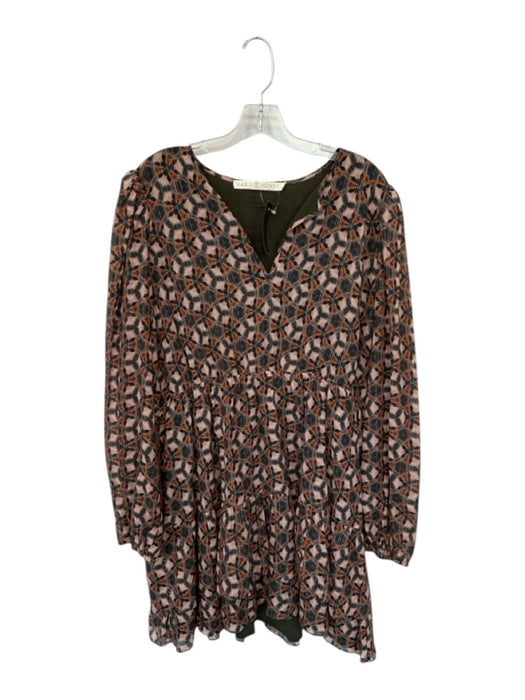 Marie Oliver Size XL Black & Orange Cotton & Silk Long Balloon Sleeve Dress Black & Orange / XL