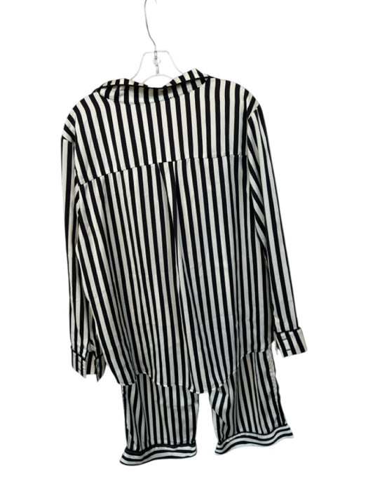 Buru Size XL Cream & Black Polyester Drawstring Striped Wide Leg Pant Set Cream & Black / XL