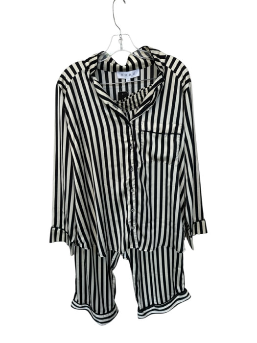 Buru Size XL Cream & Black Polyester Drawstring Striped Wide Leg Pant Set Cream & Black / XL