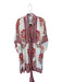 Sue Sartor Size XL White & Magenta Cotton Long Bell Sleeve Botanical Dress White & Magenta / XL