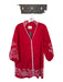 Hyacinth House Size XL Red & White Cotton Long Sleeve Cross Stitch Piping Dress Red & White / XL