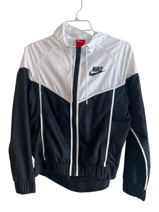 Nike Size XS Black & White Polyester High Neck Hoodie Zip Front Jacket Black & White / XS