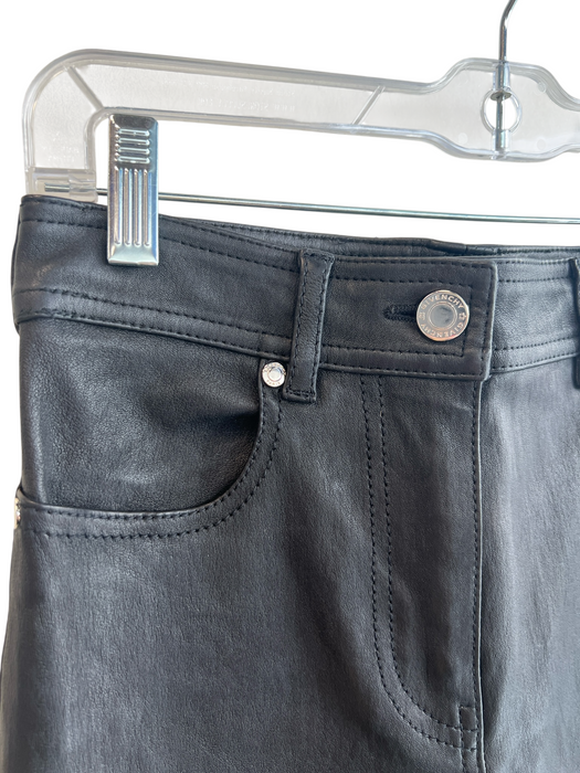 Givenchy Size 36 Black Lambskin High Rise Zip Fly 5 Pocket Skinny Pants Black / 36