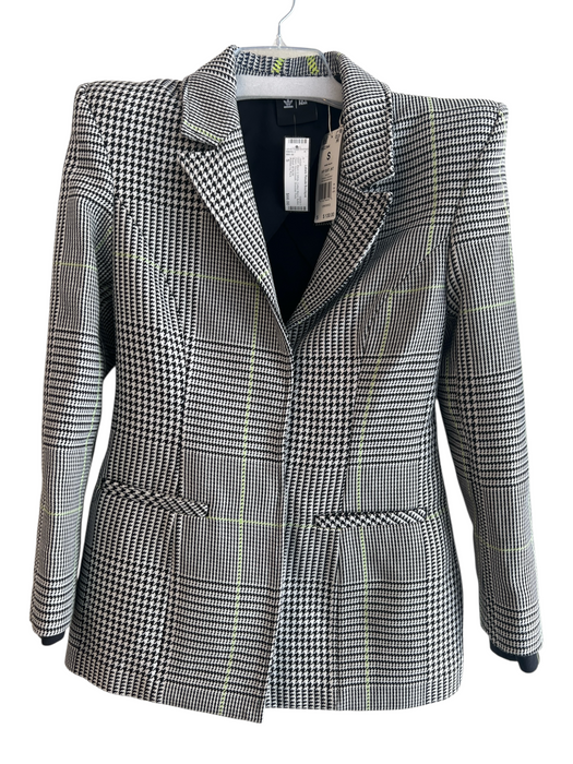 Adidas Ivy Park Size S Black & White Cotton Blend Button Down Houndstooth Jacket Black & White / S