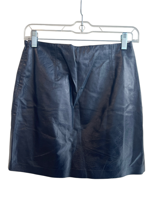 Theory Size 0 Black Lamb leather Side Zip Above Knee Pencil Skirt Skirt Black / 0