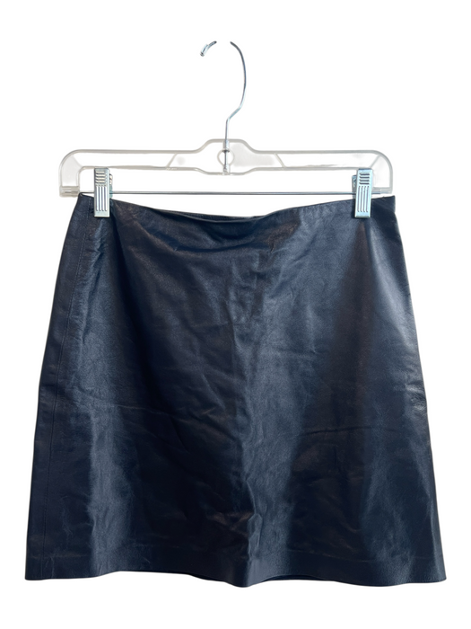 Theory Size 0 Black Lamb leather Side Zip Above Knee Pencil Skirt Skirt Black / 0