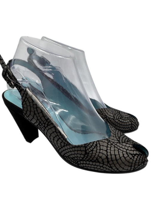 thierry rabotin Shoe Size 38 Black & Gray Leather Upper Suede Slingbacks Black & Gray / 38