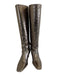 Alysi Shoe Size 38 Gold Gray Leather Upper Metallic Kitten Heel Boots Gold Gray / 38