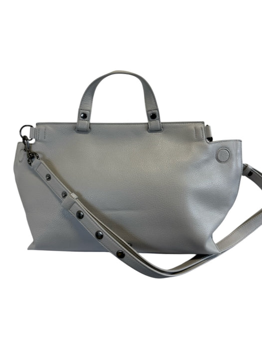 Rebecca Minkoff Light Gray Leather Magnetic Flap Crossbody Strap Hook Bag Light Gray