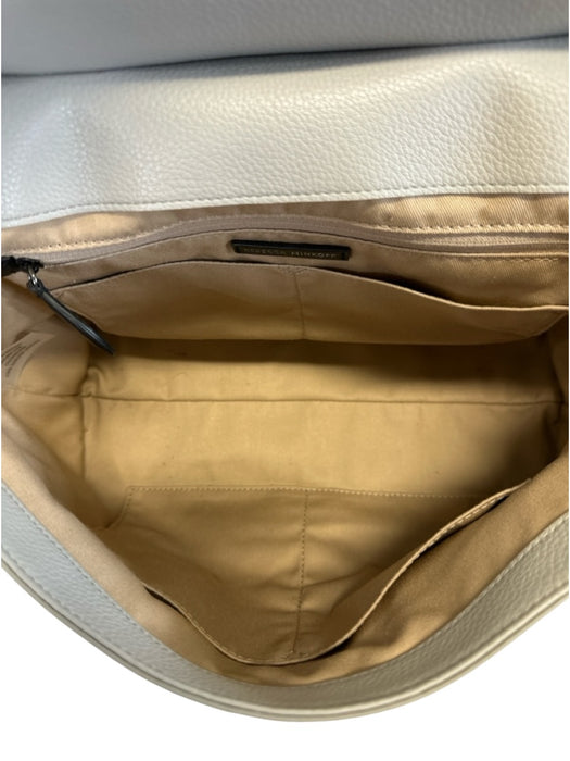 Rebecca Minkoff Light Gray Leather Magnetic Flap Crossbody Strap Hook Bag Light Gray
