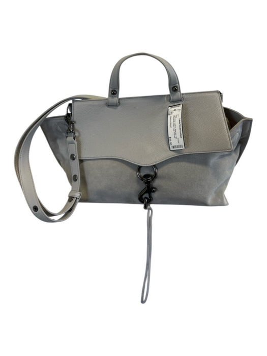 Rebecca Minkoff Light Gray Leather Magnetic Flap Crossbody Strap Hook Bag Light Gray