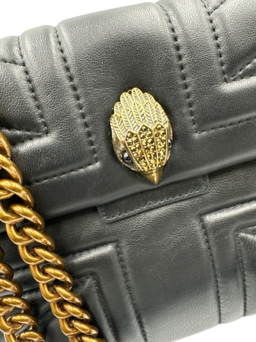 Kurt Geiger Black & Gold Leather Quilted Crossbody Chain Shoulder Bag Black & Gold