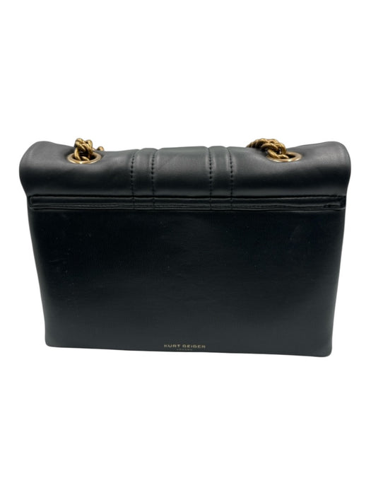Kurt Geiger Black & Gold Leather Quilted Crossbody Chain Shoulder Bag Black & Gold