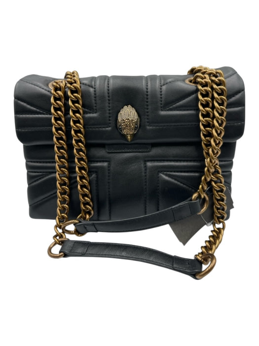 Kurt Geiger Black & Gold Leather Quilted Crossbody Chain Shoulder Bag Black & Gold