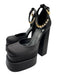 Versace Shoe Size 37 Black Satin Bedazzled Ankle Strap Platform Pumps Black / 37